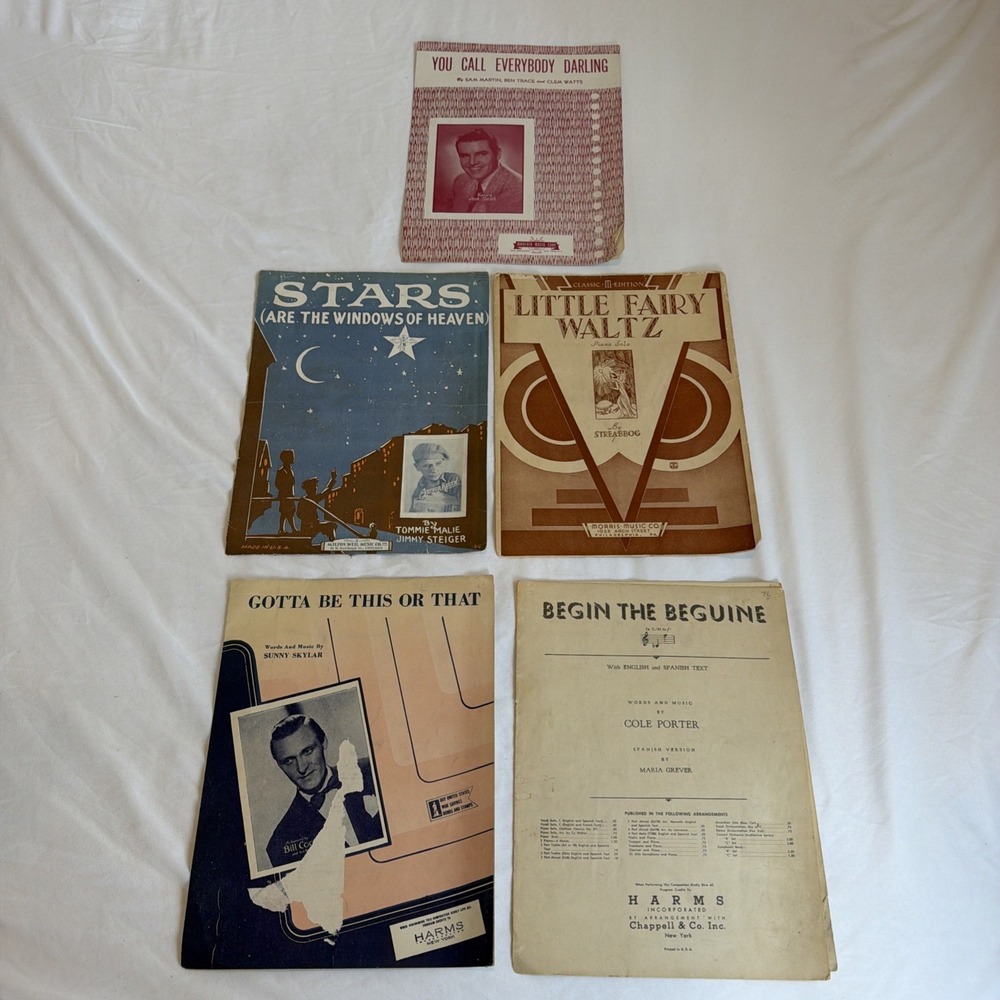 Vintage Lof 5 Piano Books Sheet Music Stars Are The Windows Of Heaven